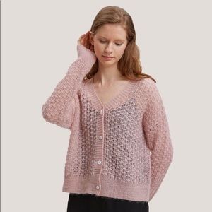 Gentle Herd Dusty Rose Pink Crochet Cardigan